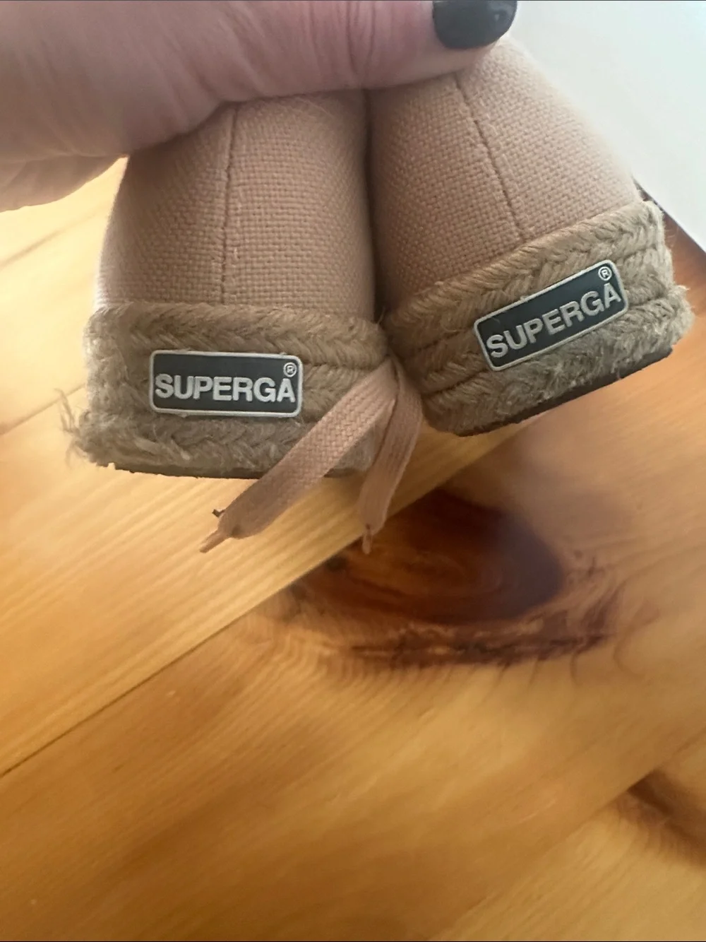Superga Beige Canvas Espadrille Sneakers with Jute Trim
